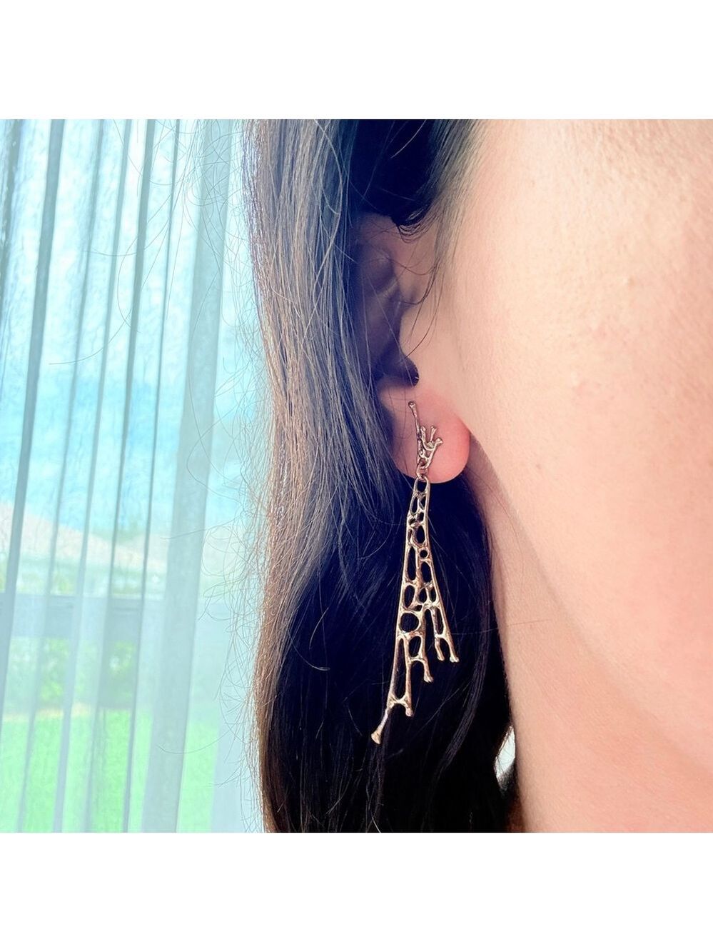 Estate 14K Solid Gold Brutalist Abstract Sculptural Web Drip 2.6" MCM Earrings - Picture 8 of 11